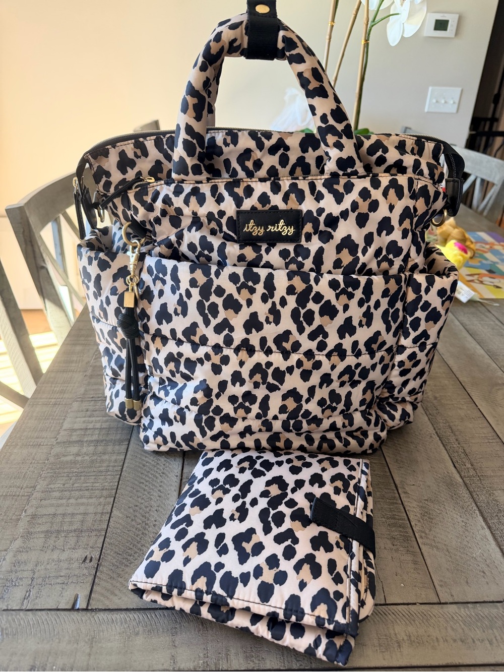 Itzy Ritzy Quilted Leopard Print Diaper Bag